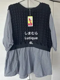 新品 4L lutique チュニック ブラウス 黒 しまむら 大きいサイズのサムネイル