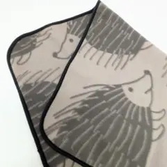 【美品】リサラーソン ハリネズミ柄｜フリースブランケット ひざ掛け グレー