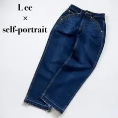 美品✨Lee×セルフポートレート　美脚ハイウエストストレートデニム　濃紺　刺繍