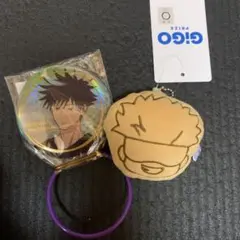 呪術廻戦 GIGO限定 箔押し缶バッジ 伏黒恵 たい焼き風マスコット 五条悟