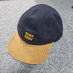 miu miu ベースボールキャップ ネイビー