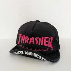 【00s】THRASHER ショート メッシュキャップ 黒×ピンク