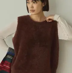 最終値下　【新品】ダブルフェイスフェザーニットクルーネックベスト