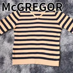 McGREGOR レディース ニットセーター ボーダー柄 Vネック Mのサムネイル