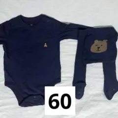 babyGAP ネイビー 長袖 ロンパース クマ刺繍 タイツ付き