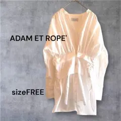 【ADAM ET ROPE'】コルセットチュニックシャツ ノーカラー 長袖 白のサムネイル