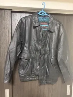 古着　革ジャン　ブラック　黒レザーアウター ジッパー付き
