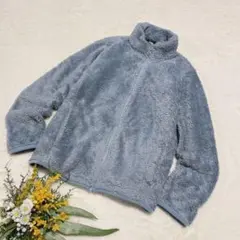 【ユニクロ】フラッフィーフリースフルジップジャケット ブルー M ●