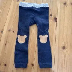 ミキハウス　クマ刺繍 ネイビー レギンス 70cm-80cm 防寒　ベイビー、ら