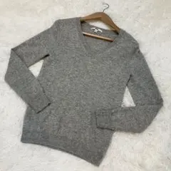 【美品】 ユニクロ カシミヤ セーター Vネック ライトグレー レディース S