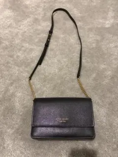 【美品】kate spade レザー ショルダーバッグ 黒 チェーン ミニ