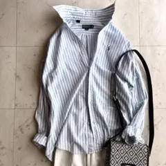 ポロバイラルフローレン ストライプ ポニー刺繍 長袖BDシャツ 20 L相当