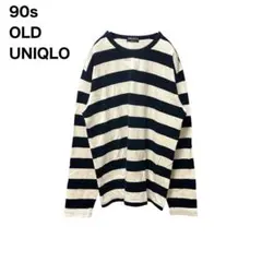 【状態良好】旧タグ　UNIQLOオールドユニクロ　ボーダー　長袖シャツ　紺白　L