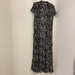 ZARA 花柄 半袖 ロングワンピース XS