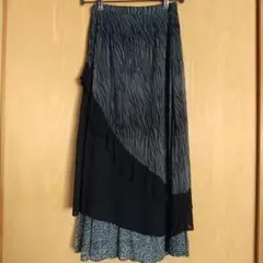 アシンメトリー フリル ロングスカート