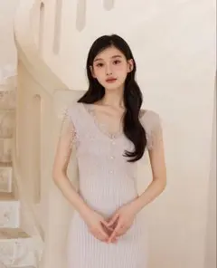 Polaura ポローラ レースフリルニットワンピース S/powderpink - メルカリ