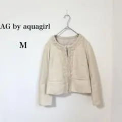 AGバイアクアガール◇ツイード ノーカラージャケット フォーマル M アイボリーのサムネイル