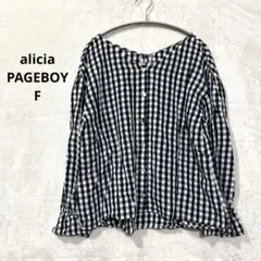 アリシアページボーイ F シャツ ブラック×ホワイト ギンガムチェック i664