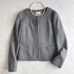 ユナイテッドアローズ ウール ノーカラージャケット グレー 38 日本製