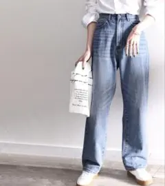 classicalelf ゆったりハイウエストワイドストレート デニムパンツ