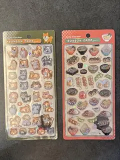 ボンボンドロップシール 和柄 (柴犬と日本食のセット)
