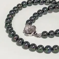 本真珠 ブラックネックレス SILVER留め具 6.5-6.7mm 干渉色 - メルカリ