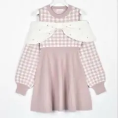 evelyn お年玉リボンワンピース　ピンク