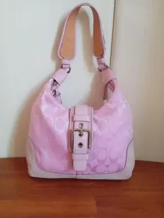 COACH コーチ シグネチャー ワンショルダー ハンドバッグ ピンク