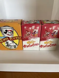 KIRIN×ディズニー レトログラス3個セット 箱付　 レア昭和レトロ