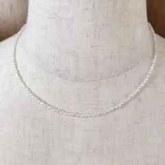 淡水パールネックレス、ライス型淡水、38cm、全長43cm