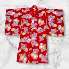 あじさい柄浴衣 サイズ120 赤