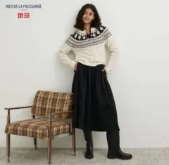 イネス ユニクロ デニムギャザースカート ネイビー UNIQLO INES