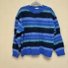 nico and ニット　ブルー系ストライプ