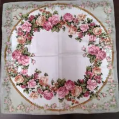 新品・BURBERRY・ハンカチ・薔薇・大判・白・ローズ