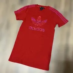 アディダス　マリメッコ　コラボ　Tシャツワンピ　デカロゴ　レッド　2xs