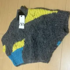 人気商品ZARA ニット 半袖 グレー マルチカラーのサムネイル