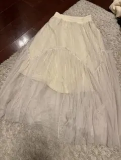 フレアスカート レイヤード クリーム色