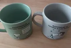 スヌーピー スタバ コラボ マグカップ スタッキングマググレーグリーンペアセット