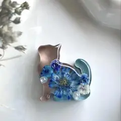 【再販】ヘアゴム　レジン　モダン　秋カラー　チョコミント　猫　バイカラー
