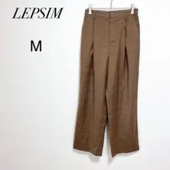 【レプシィム】グレンチェック ワイドパンツ 茶 M ウエストゴム アダストリア