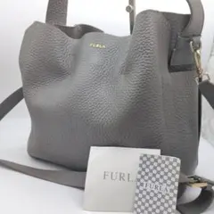 FURLA ショルダーバッグ 2way カプリッチョ レザー シボ革グレー