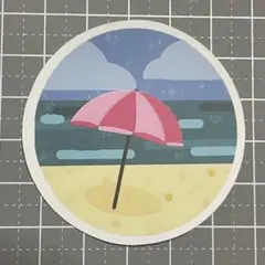 【QQQ-100】防水ステッカー ビーチ 海 南国 ハワイ ハワイアン パラソル