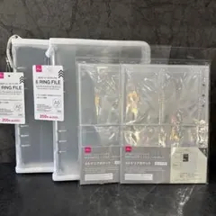 DAISO6リングファイル A5ホワイトクリアポケットシール帳4点