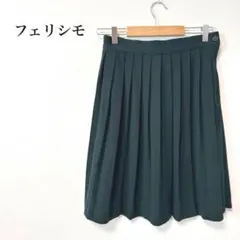 フェリシモ　ダークグリーン　ミディ丈プリーツスカート　L相当　ウエストバックゴムのサムネイル