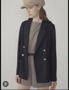 お値下げLILY BROWN リリーブラウン　ダブルブレストジャケット　ネイビー