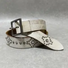 一点物　y2k archive レザーベルト　スタッズ　ラインストーン　ホワイト