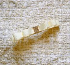 バレッタ　リボンバレッタ　アンティークホワイト　ハンドメイド　ヘアアクセサリー