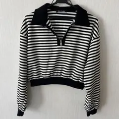 spray ハーフジップ ボーダートップス
