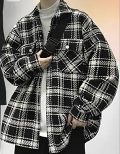 チェック柄 ジャケット 襟付きネック ストリート オシャレ 総柄 アウター