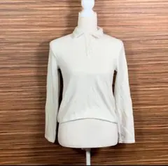 ザラ ZARA ポロシャツ Sサイズ 白 ホワイト 無地 長袖 ニット